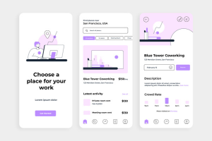Minimalist mobile app UI design with clean layout and soft pastel colors
